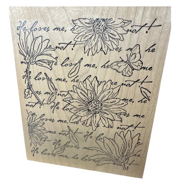 Floral Rubber Stamp Block By Stampa Rosa Inc. Daisy & Butterfly - Picture 1 of 3
